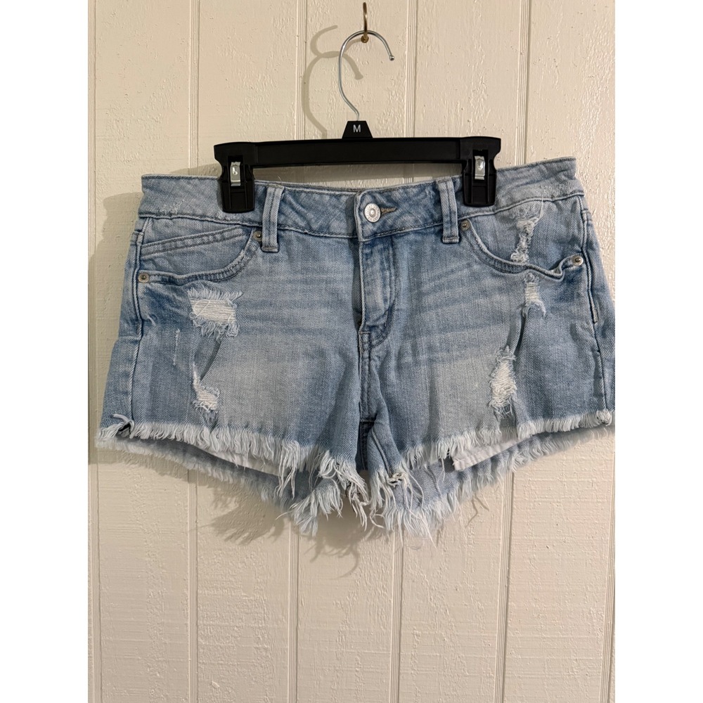 Just USA Light Wash Distressed Denim Cutoff Shorts Women Medium